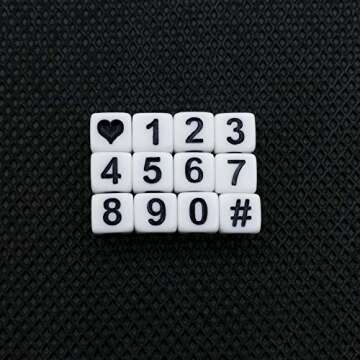 Amaney 400pcs White Acrylic Number Beads 6x6mm Mixed Number Beads Acrylic Plastic Cube Shape Loose Beads