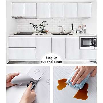 17.7" X236"White Wood Wallpaper Thicken Wood Contact Paper Wood White White Peel and Stick Wallpaper Wallpaper White Wood Vintage Paper Self Adhesive Wallpaper Wood Grain Contact Paper Film Roll