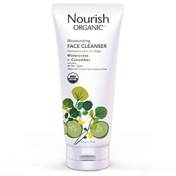 Nourish Organic Moisturizing Face Cleanser for All Skin Types - Hydrating Aloe Vera Cleanser, Fragra...