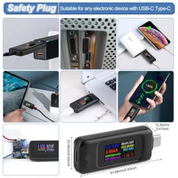MakerHawk Type-C USB Meter Tester Power Meter USB Multimeter Voltage and Current Tester 0-5.1A 4-30V USB Power Tester Multi-function Tester Display Capacity Voltage Current Detector