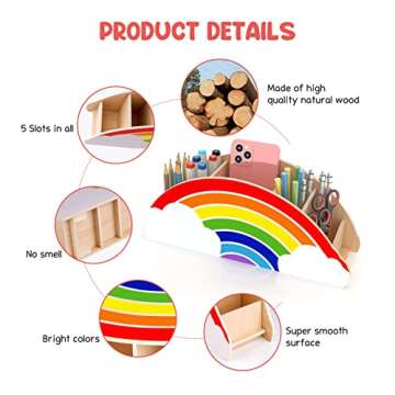 GAMENOTE Rainbow Supply Caddy - Fun Desktop Organizer