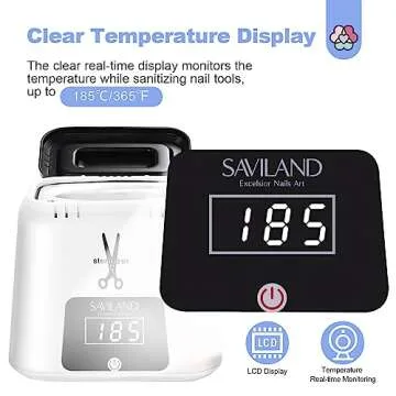 SAVILAND Nail Sterilizer Tool Electric: High-Temperature Nail Sterilizer Portable 365℉ White Sterilizer Tool Autoclave Sterilizers with Glass Beads to Sterilize Any Metal Tools More Efficient and Safe