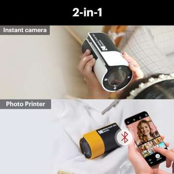 KODAK Memo Shot ERA Kids Instant Digital Camera and Photo Label Printer (White, Camera + 10 Rolls)