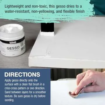 U.S. Art Supply White Gesso Primer for Acrylic Painting - 16.9oz (500ml) Acrylic Gesso Primer for Oil & Acrylic Paint, Non-Toxic Canvas Primer Superior Coverage - Blendable White Gesso Paint Artists