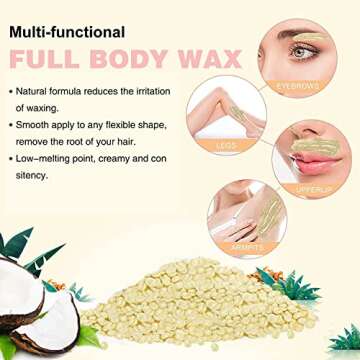 Hard Wax Beads for Sensitive Skin Hair Removal, 1.1LB Painless Pearl Waxing Beans with 20 Spatulas for Bikini, Eyebrow, and Facial At-Home Waxing for Women and Men (Cream)