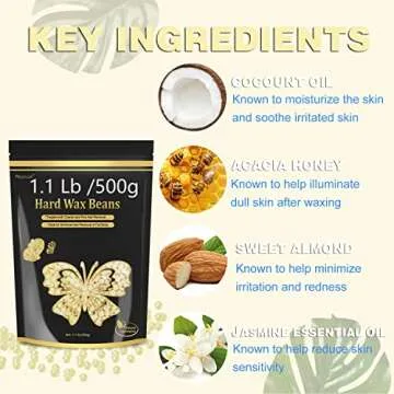 Hard Wax Beads for Sensitive Skin Hair Removal, 1.1LB Painless Pearl Waxing Beans with 20 Spatulas for Bikini, Eyebrow, and Facial At-Home Waxing for Women and Men (Cream)