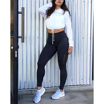 CFR Women High Waist Yoga Pants Mesh Workout Vital Seamless Leggings #5 Cut Out Black M