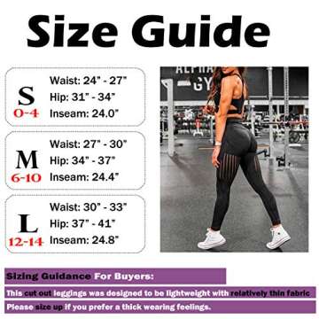 CFR Women High Waist Yoga Pants Mesh Workout Vital Seamless Leggings #5 Cut Out Black M