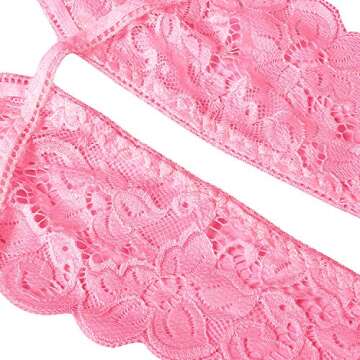 Donnalla Lingerie for Women Deep V Lace Teddy One Piece Lingerie Bodysuit Babydoll Teddy Underwear Pink M