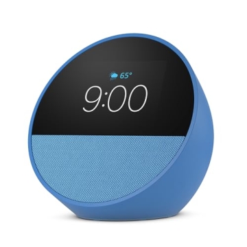 All-new Amazon Echo Spot (2024) - Smart Alarm Clock with Alexa - Ocean Blue