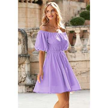 PRETTYGARDEN Women's Off The Shoulder Babydoll Dress for Summer