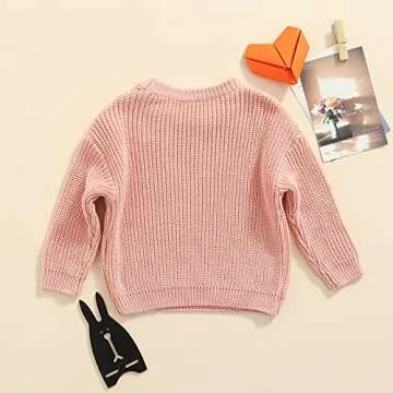Afunbaby Baby Girl Boy Knit Sweater Blouse Pullover Sweatshirt Warm Crewneck Long Sleeve Tops for Infant Toddler (3-4T,A-Pink)