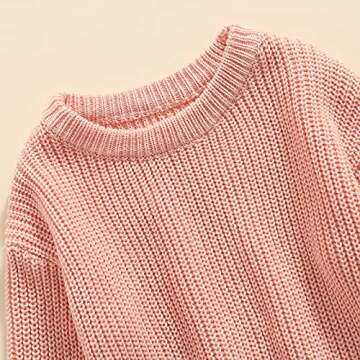 Afunbaby Baby Girl Boy Knit Sweater Blouse Pullover Sweatshirt Warm Crewneck Long Sleeve Tops for Infant Toddler (3-4T,A-Pink)