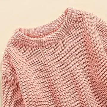Afunbaby Baby Girl Boy Knit Sweater Blouse Pullover Sweatshirt Warm Crewneck Long Sleeve Tops for Infant Toddler (3-4T,A-Pink)