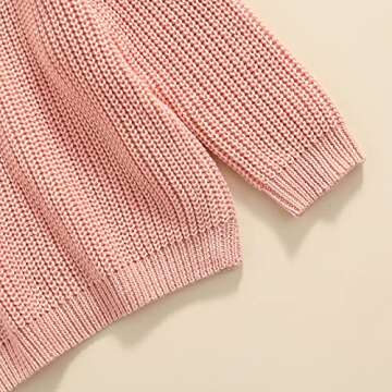 Afunbaby Baby Girl Boy Knit Sweater Blouse Pullover Sweatshirt Warm Crewneck Long Sleeve Tops for Infant Toddler (3-4T,A-Pink)