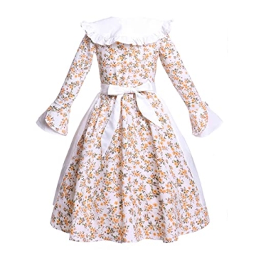 Vibsion Girls Prairie Pioneer Costume Pilgrim Dress with Bonnet Set