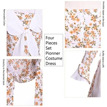 Vibsion Girls Prairie Pioneer Costume Set for Halloween