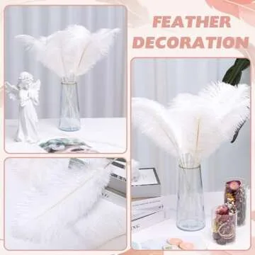 VONMXVTE Ostrich Feathers Bulk - 12Pcs 12-14inch Large Boho Feathers for Vase，Wedding Party Centerpieces and Home Decorations (Rose)