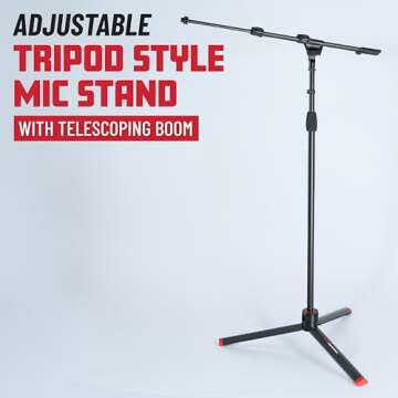 Gator Frameworks Tripod Mic Stand with Boom - Durable & Adjustable