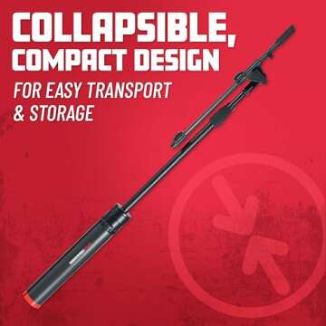 Gator Frameworks Tripod Mic Stand with Boom - Durable & Adjustable