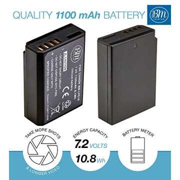 BM Premium 2-Pack of LP-E10 Batteries and Battery Charger for Canon EOS Rebel T3, T5, T6, T7, T100, ...