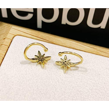 Stylish Non-Piercing Star Cuff Earrings with Sparkle