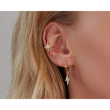 Stylish Non-Piercing Star Cuff Earrings with Sparkle