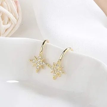 Stylish Non-Piercing Star Cuff Earrings with Sparkle