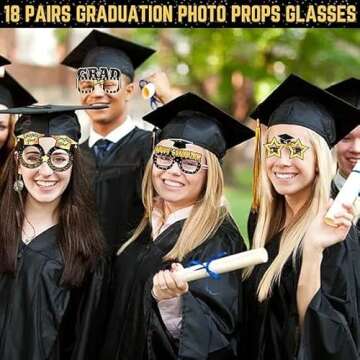 2023 Graduation Photo Booth Props Glasses - 2023 Graduation Party Glasses for Photos - Black and Gol...