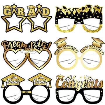 2023 Graduation Photo Booth Props Glasses - 2023 Graduation Party Glasses for Photos - Black and Gold Class of 2023 Graduation Decorations - Graduation Party Supplies 2023 Graduation Party Decorations