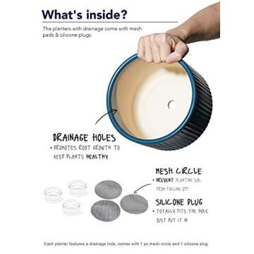 LE TAUCI Plant Pots, Large Planter Ceramic, 9.3+8+6.7 inch Flower Pot for Plants with Drainage Holes...