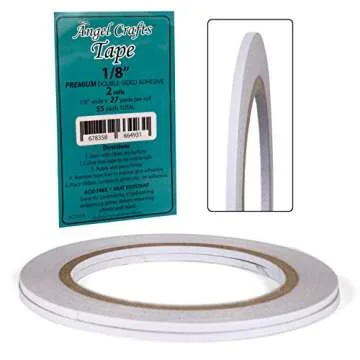 Angel Crafts Acid-Free Double Sided Tape: Easy Tear 2 Sided Glue Adhesive Tape, Double-Sided Tape for Scrapbook and Card Making - 0.125 Inches by 55 Yards by .09mm