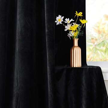 StangH Black Velvet Curtains 108 inches - Blackout Soft Luxury Velvet Panel Drapes for Bedroom Window Treatment Thermal Insulated Grommet Draperies, 52 x 108 Inches, 2 Panels