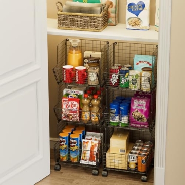 Rolling Toy Storage Cart with S-Hooks Organizer