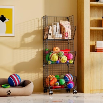 Rolling Toy Storage Cart with S-Hooks Organizer
