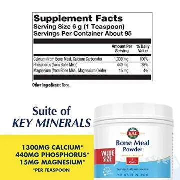 KAL Bone Meal Powder | Sterilized & Edible Supplement Rich in Calcium, Phosphorus, Magnesium | for B...