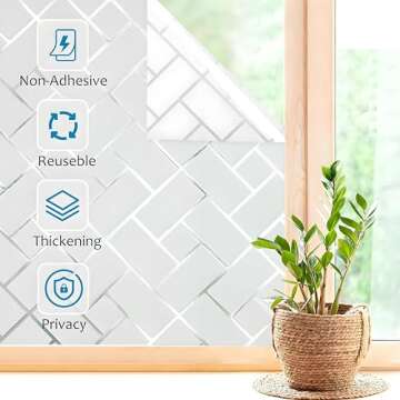 Coavas Frosted Glass Window Film for Privacy & Light Control