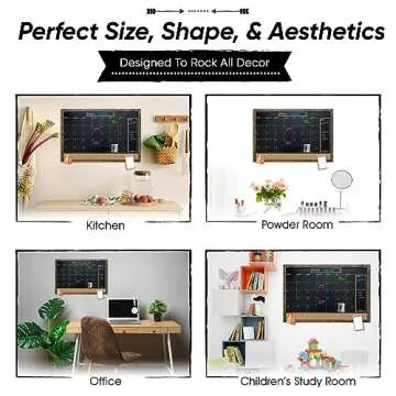 Loddie Doddie Rustic Framed Magnetic Calendar Chalkboard & Bulletin Combo Board - Large Blackboard, Cork Board, Large Chalkboard Calendar for Wall - Organize Your Space