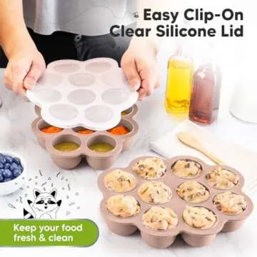 KeaBabies Silicone Baby Food Freezer Tray with Clip-on Lid, 2oz x 10 Pods Baby Food Freezer Molds, Breast Milk Freezer Tray, Dishwasher, Microwave, BPA-Free Baby Food Storage Tray (Dusk)