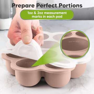 KeaBabies Silicone Baby Food Freezer Tray with Clip-on Lid, 2oz x 10 Pods Baby Food Freezer Molds, Breast Milk Freezer Tray, Dishwasher, Microwave, BPA-Free Baby Food Storage Tray (Dusk)
