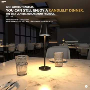 Timjorman Modern LED Cordless Table Lamp, 4000mAh Rechargeable Battery, 3 Level Brightness Night Light, Metal Shell, Minimalist Design, for Couples Dinner/Coffee Table/Restaurant/Bedroom, Black