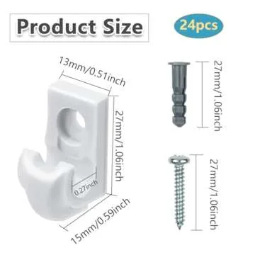 24 Pack White Down Wall Clip Closet Shelf Clips for Easy Organization