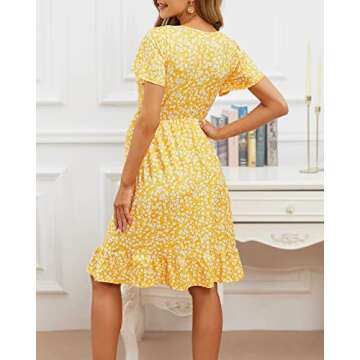 Shop Adorel Maternity Dress Midi Ruffle V-Neck in Yellow