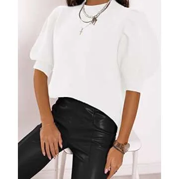 Trendy Women's Puff Short Sleeve Sweater Tops - Spring Summer Must-have