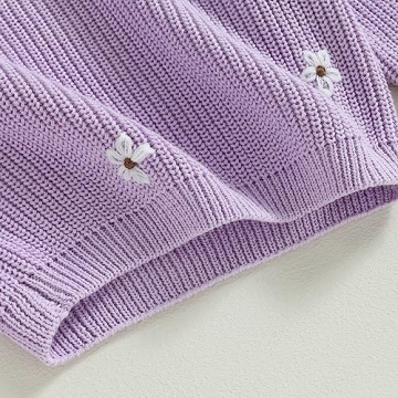 Floral Embroidery Baby Girl Sweater Warm Winter Wear