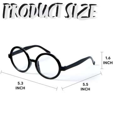 Spooktacular Creations Halloween Wizard Glasses，Wizard Round Glasses Costume Glasses, Halloween Black Circle Glasses Eyeglasses for Halloween Kids & Adults Costume Accessory Party Favor