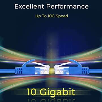 Rapink Patch Cables Cat6a 0.5ft (10 Pack) Slim, Cat6a Ethernet Patch Cable 10G Support, Snagless Cat 6 Patch Cable for Patch Panel to Switch, Flexiable Cat 6a Ethernet Cable with Gold Plated