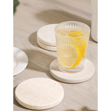 Elegant White Travertine Coasters Set for Home and Gifts