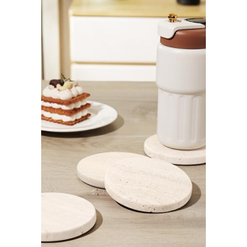 Elegant White Travertine Coasters Set for Home and Gifts