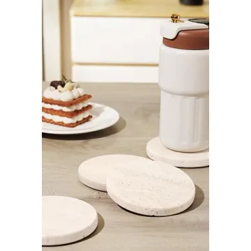 Elegant White Travertine Coasters Set for Home and Gifts